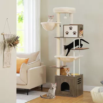 Multi-Level Cat Tree: Extra Condos, Hammocks & Perch